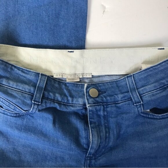 Stella McCartney Flare Boot Leg Jeans Raw Hem Straight Stretch Zip Fly Italy 26 - Picture 5 of 16